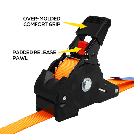 Low-Profile Retractable Straps W/Rotating S Hooks for Tight Space Securement in Auto Workshops